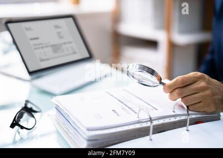 Accountant Calculating E Invoice Tax Bill And Receipt Stock Photo