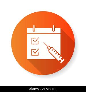 Schedule vaccination icon. Simple illustration with long shadow isolated for graphic and web design. Stock Vector