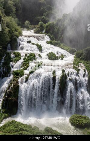 cascade of marmore open lower glimpse at full flow in the month of May Stock Photo