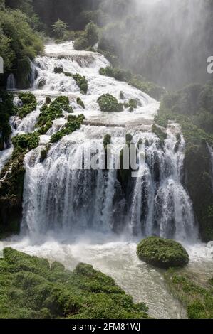 cascade of marmore open lower glimpse at full flow in the month of May Stock Photo