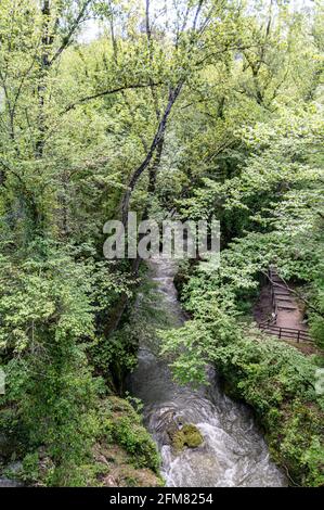 glimpse of the marmore waterfall in italy Stock Photo