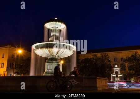 Fountains at Professor-Huber-Platz, LMU Munich, Bavaria Stock Photo