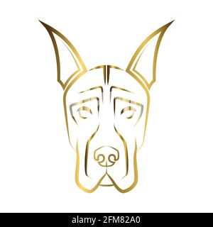 gold line art of Great Dane dog head. Good use for symbol, mascot, icon, avatar, tattoo, T Shirt design, logo or any design you want. Stock Vector