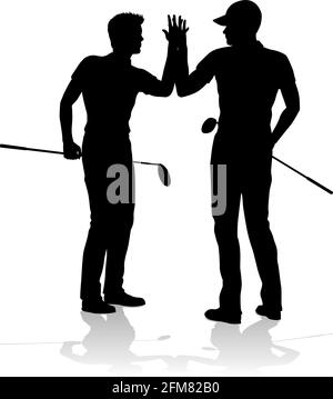 Golfer Golf Sports People in Silhouette Stock Vector