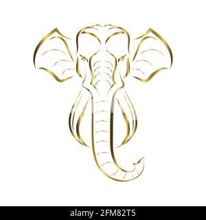 gold line art of the front of the elephant's head. Good use for symbol, mascot, icon, avatar, tattoo, T Shirt design, logo or any design you want. Stock Vector