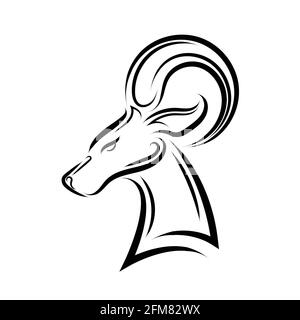 Black and white line art of Barbary sheep head. Good use for symbol ...