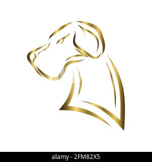 gold line art of Great Dane dog head. Good use for symbol, mascot, icon, avatar, tattoo, T Shirt design, logo or any design you want Stock Vector