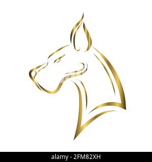 gold line art of Great Dane dog head. Good use for symbol, mascot, icon, avatar, tattoo, T Shirt design, logo or any design you want Stock Vector