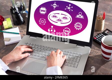 Connected cars concept shown on a laptop screen Stock Photo