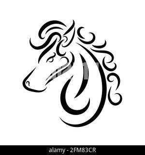 Black and white line art of horse head. Good use for symbol, mascot, icon, avatar, tattoo, T Shirt design, logo or any design you want. Stock Vector