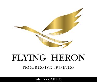 The abstract vector image of a flying heron is suitable for making logos or decorations. Stock Vector