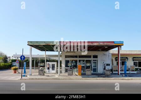 old gas station in Italy Stock Photo