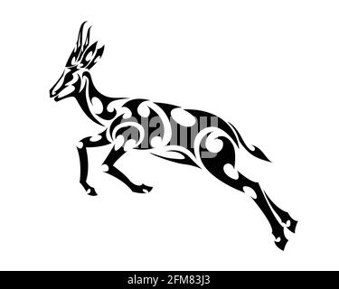 Line art vector of springbok is jumping. Suitable for use as decoration or logo. Stock Vector