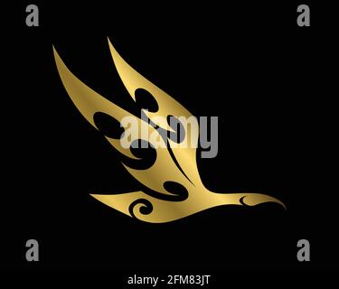 Line art vector of swan that is flying. Suitable for use as decoration or logo. Stock Vector