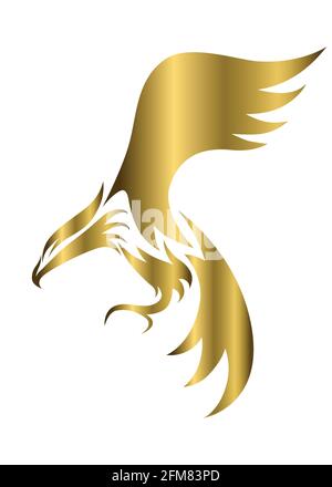 Golden vector symbol of eagle that is flying. Stock Vector