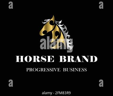 Line art vector logo of horse head. Suitable for use as logo. Stock Vector