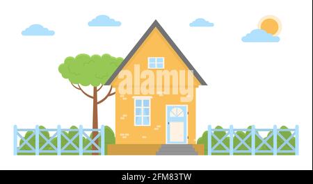 Vector illustration of a country house in a flat style House icon isolated on white background Stock Vector