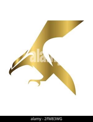 Golden symbol of eagle that is flying. Stock Vector