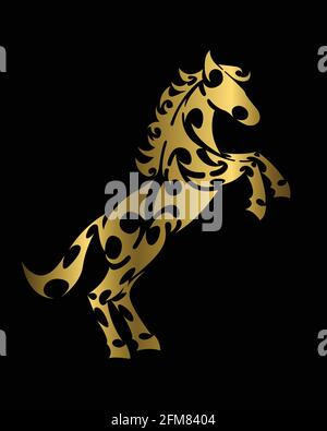 Line art vector of horse with front legs raised. Suitable for use as decoration or logo. Stock Vector