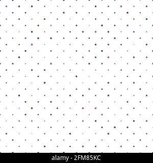 Seamless polka dot pattern. Pink, violet and blue dots in random sizes on white background. Vector illustration Stock Vector