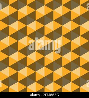 Yellow hexagonal pyramids. Seamless vector pattern background. 3D relief Stock Vector