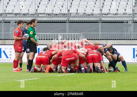 Scrum introduction Charlie Cassang for Oyonnax during the French championship Pro D2 rugby union match between RC Vannes and Oyonnax Rugby on May 6, 2021 at La Rabine stadium in Vannes, France - Photo Damien Kilani / DK Prod / DPPI Stock Photo