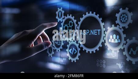 ASP.NET Development programming language concept on virtual screen Stock Photo