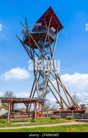 rozhledna Slunečná nad vinohrady vinařská obec Velké Pavlovice,  Slovacko, Morava, Ceska republika / Watchtower, Winery village Velké Pavlovice, South Stock Photo