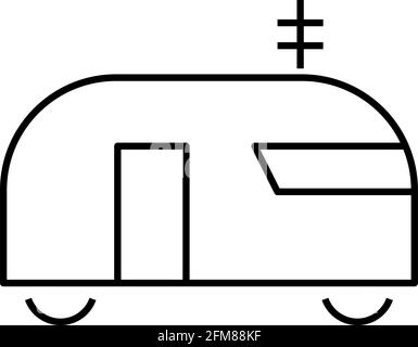 Caravan or mobile home thin line icon Stock Vector
