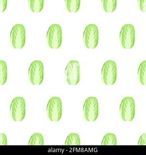 Hand drawn seamless pattern with chinese napa cabbage for background design. Vector isolated illustration. Stock Vector