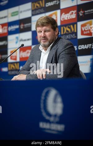 Gent's head coach Hein Vanhaezebrouck pictured during a press conference of Belgian soccer team KAA Gent, Friday 07 May 2021 in Gent, ahead of their n Stock Photo