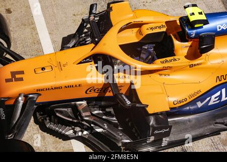 Barcelona, Spain. 07th May, 2021. Montmelo, Barcelona, Spain. 7th May, 2021. McLaren MCL35M, mechanical detail during the Formula 1 Aramco Gran Premio De Espana 2021 from May 07 to 10, 2021 on the Circuit de Barcelona-Catalunya, in Montmelo, near Barcelona, Spain - Photo Xavi Bonilla/DPPI/LiveMedia Credit: Independent Photo Agency/Alamy Live News Credit: Independent Photo Agency/Alamy Live News Stock Photo