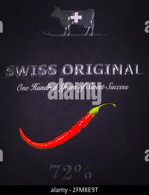 PETROPAVLOVSK-KAMCHATSKY, KAMCHATKA- OCTOBER, 03, 2016 : A box of Swiss Original  chocolate. Lindt is a Swiss company. Since 1845 Lindt has been produ Stock Photo