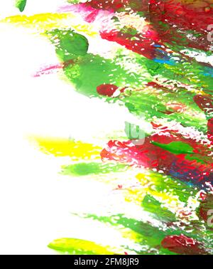 Multicolored brush strokes on white paper. Abstract creative background Stock Photo