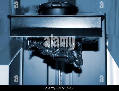 Stereolithography DPL 3d printer create small detail and liquid drips Stock Photo