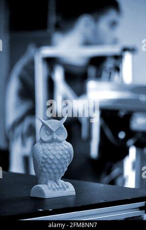 Object printed on a 3d printer close-up in the workshop Stock Photo