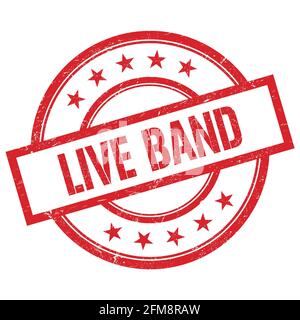 LIVE BAND text written on red round vintage rubber stamp. Stock Photo