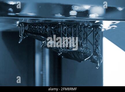 Stereolithography DPL 3d printer create small detail and liquid drips Stock Photo