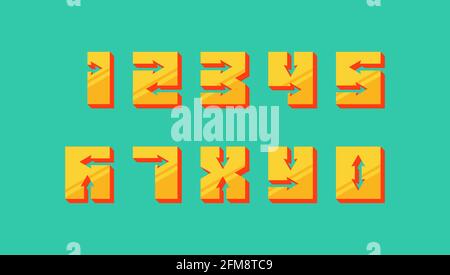 Numbers colourful set in vintage style. Vector elements illustration template for web design or greeting card Stock Vector