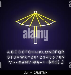 Korean umbrella neon light icon Stock Vector