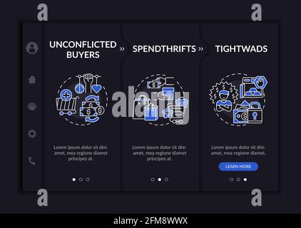 Purchasers types onboarding vector template Stock Vector