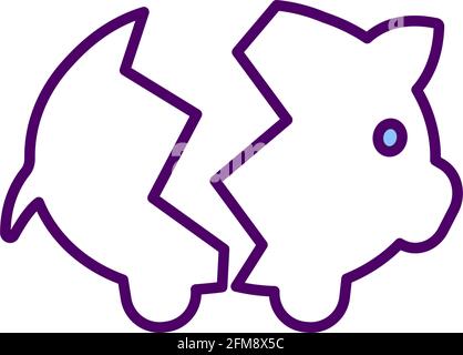 Losing money in savings account RGB color icon Stock Vector