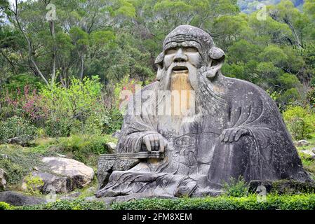 View at the stone statue of Laozi at the foot of Mount Qingyuan in China Stock Photo