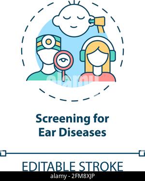 Screening for ear diseases concept icon Stock Vector