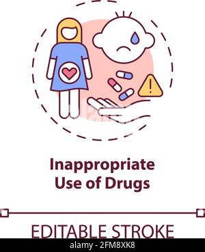 Inappropriate drugs use concept icon Stock Vector