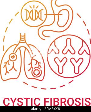 Cystic fibrosis red gradient concept icon Stock Vector
