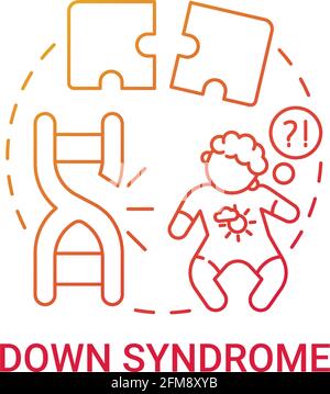 Down syndrome red gradient concept icon Stock Vector