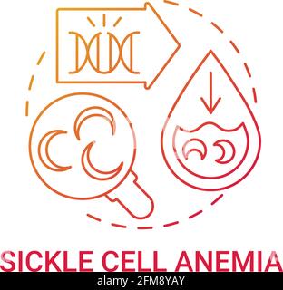 Sickle cell anemia red gradient concept icon Stock Vector