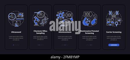 Genetic diseases testing onboarding mobile app page screen with concepts Stock Vector