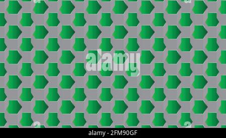 Metallic and green 3D hexagonal abstract background Stock Vector